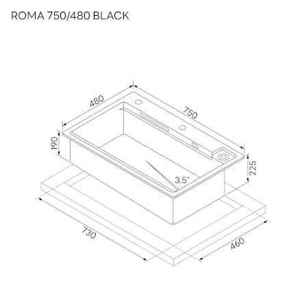 ซิงค์ล้างจานแกรนิตม่ายน้ำตก 1 หลุม หินแกรนิตสังเคราะห์ EVE รุ่น ROMA 750/480 BLACK ขนาด 75 ซม. สีดำ_10